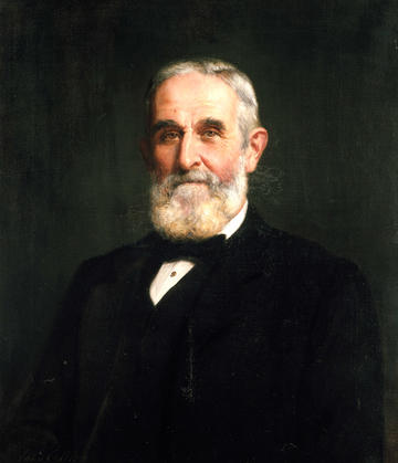 Sir John Evans portrait by John Collier, 1905, oil on canvas © Ashmolean Museum Sir John Evans wears a black suit and bow tie in this portrait in oil on canvas by John Collier, 1905