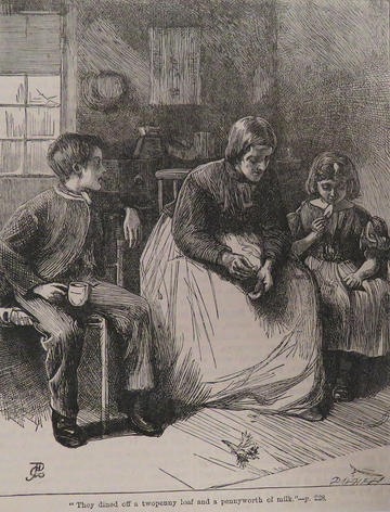 Poor family's Victorian Christmas drawing