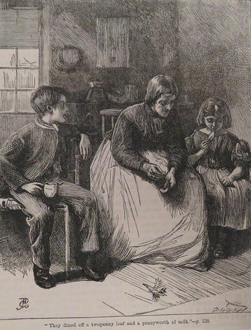 Poor family's Victorian Christmas drawing