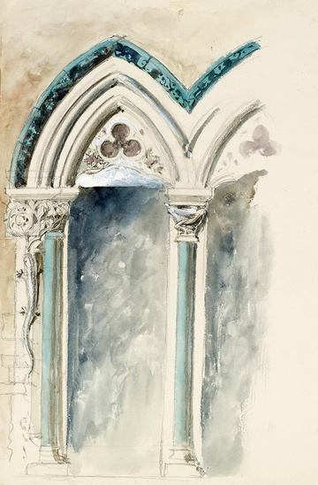 John Ruskin's drawing: Design Studies for Capitals for the University Museum, Oxford (c. 1855)