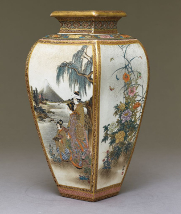 Hōzan workshop, Kyō-Satsuma vase, earthenware, enamel and gold; Kyoto, c.1890 Kyō-Satsuma vase from the workshop of Hōzan; Ashmolean Museum, EA1990.1237