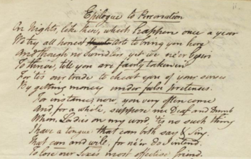 Excerpt from the Epilogue to 'Personation'; Brady Archive, Christ Church College Library