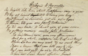 Excerpt from the Epilogue to 'Personation'; Brady Archive, Christ Church College Library Excerpt from the Epilogue to 'Personation'; Brady Archive, Christ Church College Library