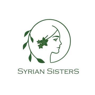 Syrian Sisters Logo a green line depicting a woman's face and green leaves