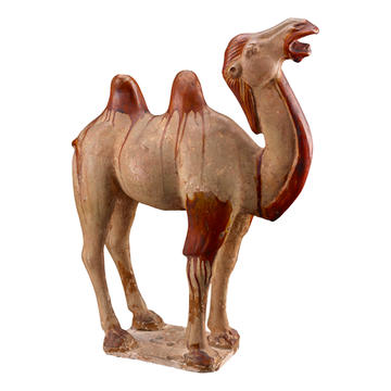 A sculpture of a camel with two humps
