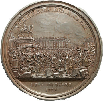 Bronze medallion depicting the Arrival of the king in Paris, 6 October, 1789 Bronze medallion depicting the Arrival of the king in Paris, 6 October, 1789