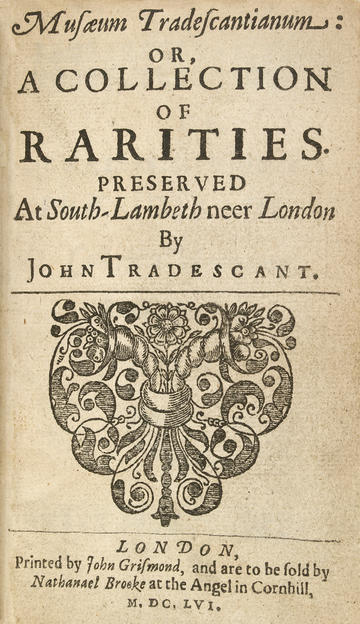Title page from the 1656 Musaeum Tradescantianum by John Tradescant the Younger