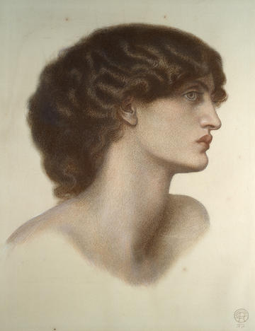Perlascura (Jane Morris) by Dante Gabriel Rossetti, 1871, portrait in red and brown chalks on paper