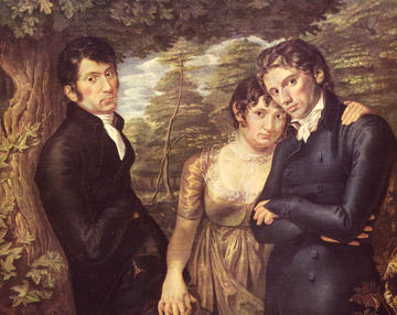We Three, friendship picture by Phillip Otto Runge, 1804-5 We Three, friendship picture by Phillip Otto Runge, 1804-5, depicting the artist, his wife and his brother, typical of the Romantic era
