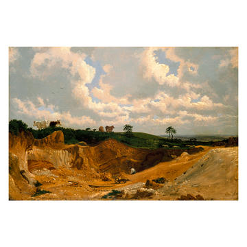 William Turner, Gravel Pit on Shotover Hill, WA1942.61 A landscape painting by William Turner of a gravel pit and cloudy sky