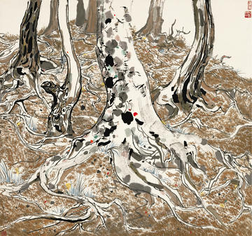 Painting of tree roots by Wu Guanzhong