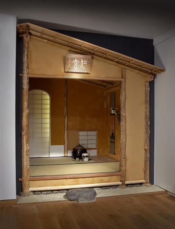 Traditional wooden Japanese Tea House, built within a gallery at the Ashmolean Museum