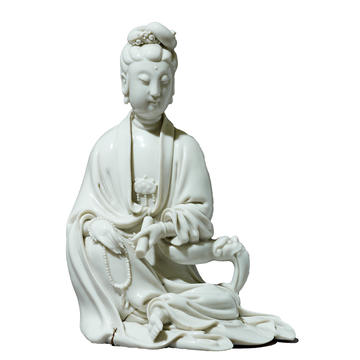 Seated Guanyin, EA1956.3285 White ceramic figurine of a figure