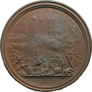 Bronze medallion showing the Storming of the Bastille, July 14, 1789
