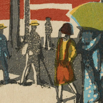 Detail from Onchi Koshiro – Tokyo Station, Scenes of Last Tokyo, 1945