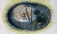 Prehistoric burial ground illustration Prehistoric burial ground illustration