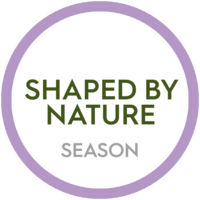 Shaped by nature green and purple logo