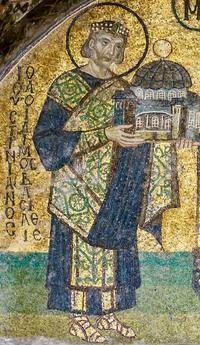 Hagia Sophia southwestern entrance mosaics: Justinian presenting a model of Hagia Sofia to the Virgin hagia sophia southwestern entrance mosaic: Justinian presenting a model of Hagia Sofia to the Virgin