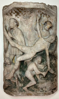 Alabaster altarpiece panel of the Martyrdom of St Bartholomew, c.1420, AN1836.p.146.488