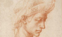 michelangelo's sepia drawing of an idealised female head in profile