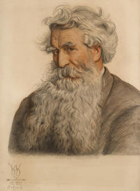 A portrait of Thomas Combe with a long, flowing white and grey beard